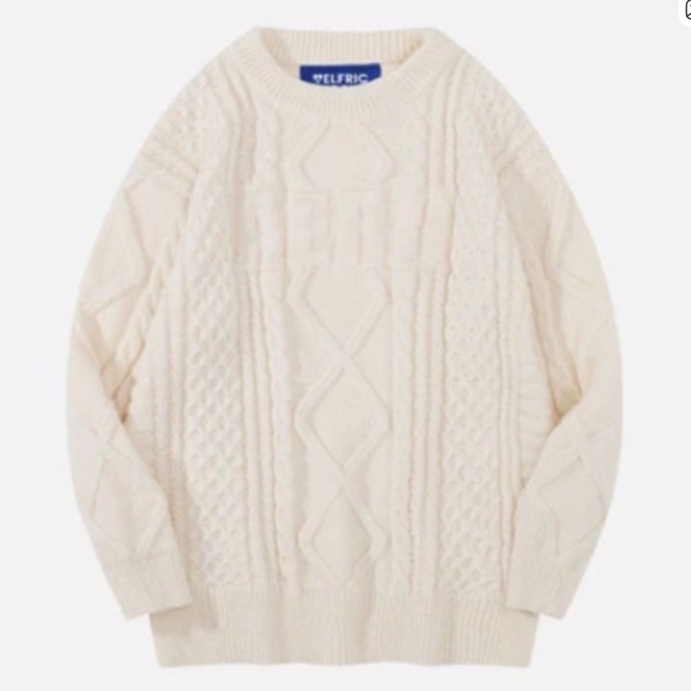 AELFRIC EDEN SOLID CABLE STITCH SWEATER, Cream, Size XS,NWT